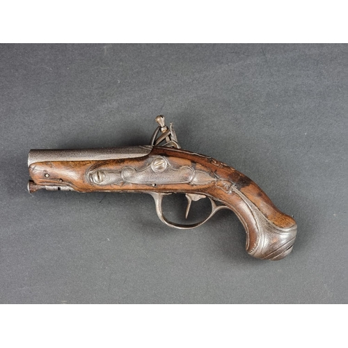 565 - An 18th century Continental flintlock pocket pistol, overall length 17.5cm.