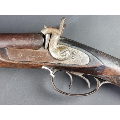 575A - A percussion side by side 12 bore shotgun by W Moore & Co, Manton, No visible serial Number. (No... 