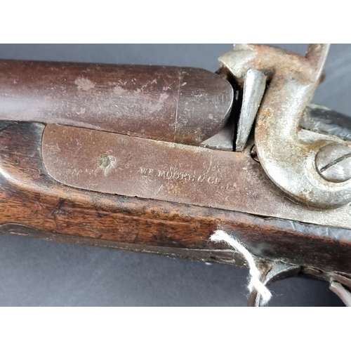 575A - A percussion side by side 12 bore shotgun by W Moore & Co, Manton, No visible serial Number. (No... 