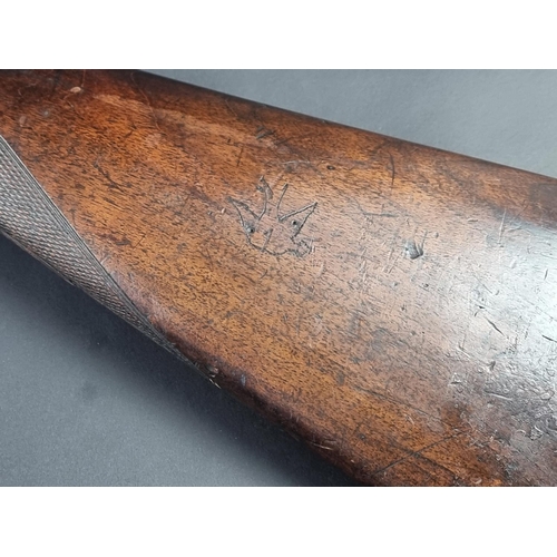 575A - A percussion side by side 12 bore shotgun by W Moore & Co, Manton, No visible serial Number. (No... 