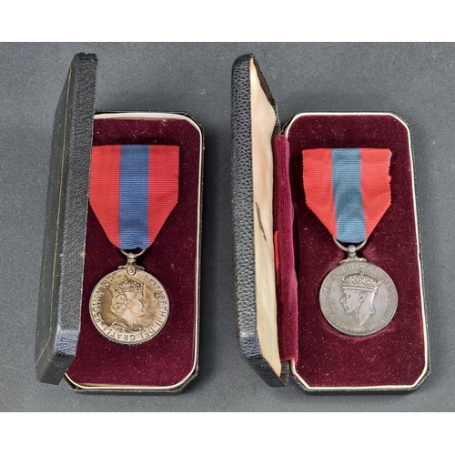 588 - Medals: two cased Imperial Service Medals, George VI and Elizabeth II.