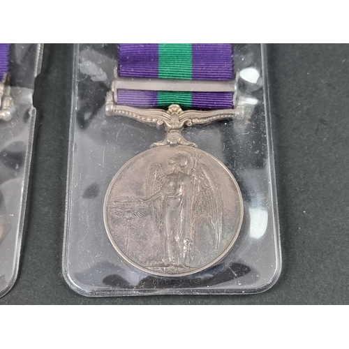 597 - Medals: two Elizabeth II General Service Medals 1962-2007, with Malaya clasps, to: 23203077 Cpl. T K... 