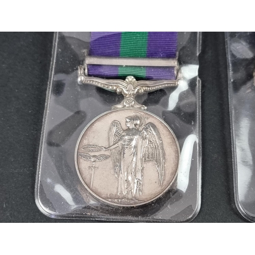 597 - Medals: two Elizabeth II General Service Medals 1962-2007, with Malaya clasps, to: 23203077 Cpl. T K... 