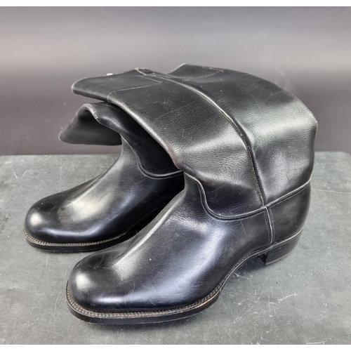 729 - A pair of black leather ceremonial Wellington boots, by Adams Bros, dated 1937, size 6M.... 