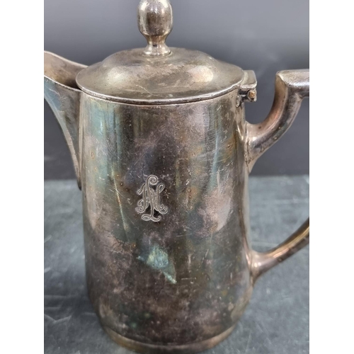 730 - A German WWII Krupp Burndorf silver plated 35cl coffee jug; together with a CFH Neoxyd tablespoon, e... 