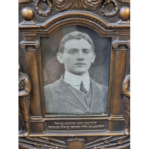 774 - A WWI memorial photograph of Arthur Percy Stone M.M of Chichester, casualty 31-07-1917, age 31, 14th... 