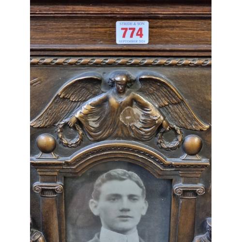 774 - A WWI memorial photograph of Arthur Percy Stone M.M of Chichester, casualty 31-07-1917, age 31, 14th... 