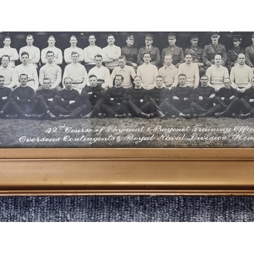 776 - A monochrome panoramic photograph, of The Royal Naval Division Officers and NCOs overseas contingent... 