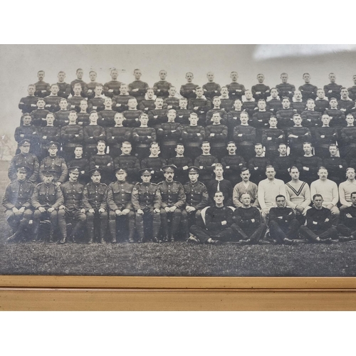 776 - A monochrome panoramic photograph, of The Royal Naval Division Officers and NCOs overseas contingent... 