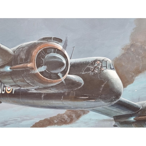 781 - A painting of Royal Air Force Aircraft R2098, signed Tom Freeman and dated 1988, 49 x74cm.... 