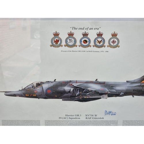 784 - Two coloured prints of a Harrier GR.7 and a Harrier GR.3, both signed 'Spike', 29 x 43cm. (2)... 