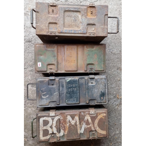 786 - Three WWII ammunition boxes, for 2in mortar bombs, and another for 3in mortar bombs. (4)... 