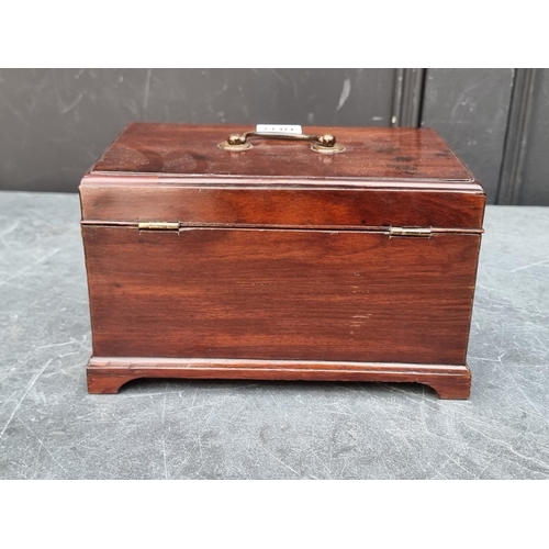 1037 - Two George III mahogany tea caddies, largest 24cm wide; together with another Sorrento ware example.... 