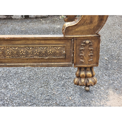 1084 - An antique continental gilt gesso bed, 139cm wide.