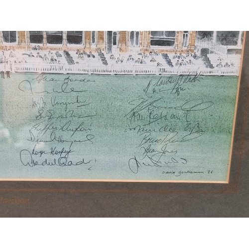 1213 - Of Cricketing Interest: David Gentleman, 'The Lord's Pavilion', signed and dated '86 by the art... 