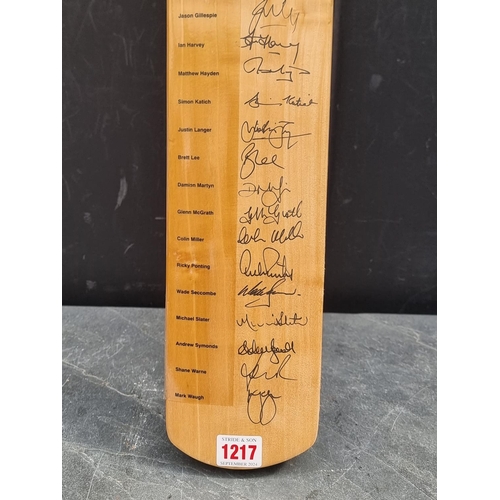 1217 - Of Cricketing Interest: an autographed Kookaburra bat, signed by twenty members of the 2001 Tes... 