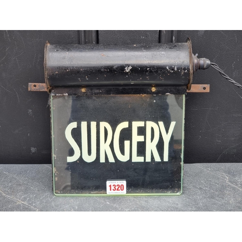 1320 - A vintage illuminated 'Surgery' sign, 21cm wide.