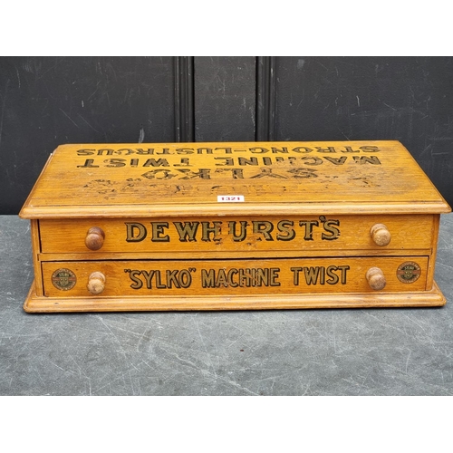 1321 - Advertising: a vintage oak 'Dewhurst's Sylko Machine Twist' spool chest, 51.5cm wide.... 