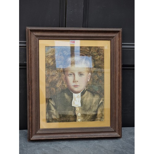 1122 - British School, first half 20th century, head and shoulders portrait of a young boy, watercolour and... 