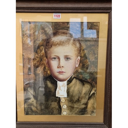 1122 - British School, first half 20th century, head and shoulders portrait of a young boy, watercolour and... 