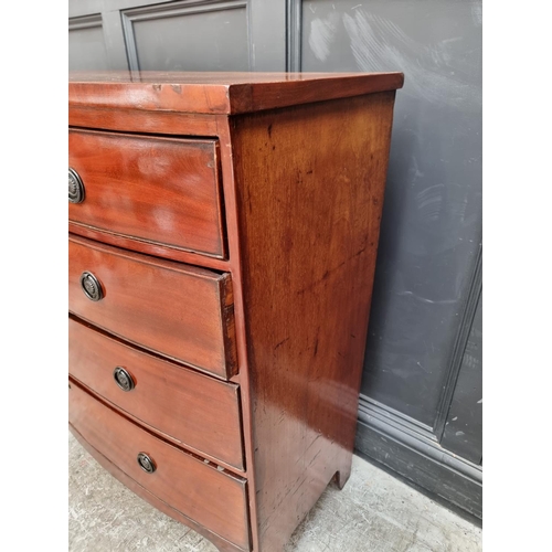 1047 - An early 19th century mahogany bowfront chest of drawers, 102.5cm wide.