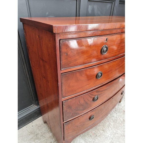 1047 - An early 19th century mahogany bowfront chest of drawers, 102.5cm wide.