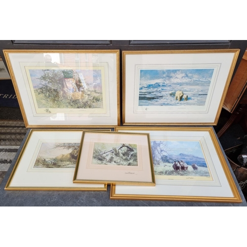 1140 - David Shepherd, five various pencil signed colour prints, to include 'Cheetah'; 'Ice Wilderness' and... 