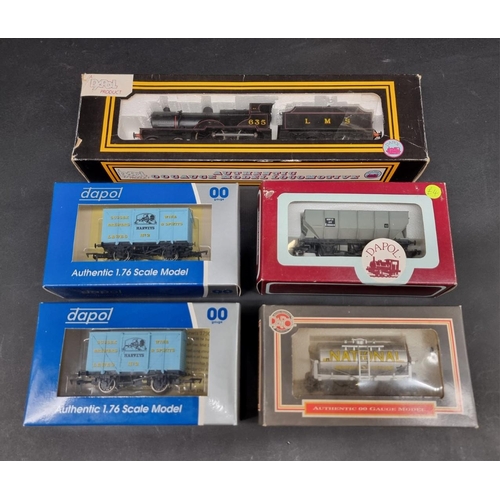 115 - Dapol: a locomotive and tender, No.635 LMS; together with four goods wagons, to include two 'Sussex ... 