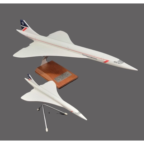 Concorde: a large display model by Space Models LTD, 60cm long x  20cm high x 26.5cm wide; together with another smaller example. (2)