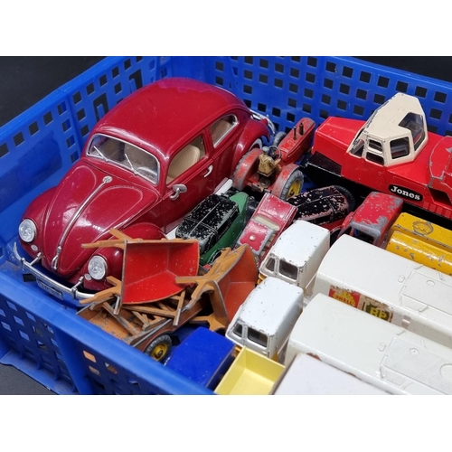 198 - Vintage Diecast: a small group of vehicles to include a Spot-On Jone's Crane (losses), two Dinky 'Bl... 