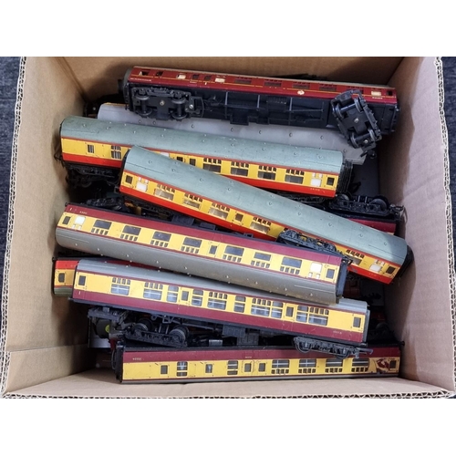 201 - Railway: a large collection of playworn locomotives and goods wagons, including some train bodies an... 