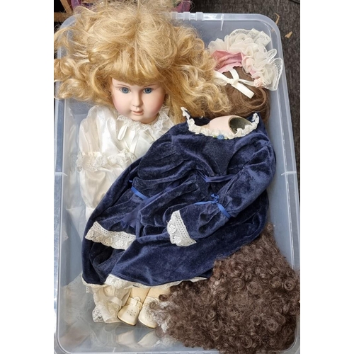 227 - Dolls: a Dianna Effner 'Emily' doll; together with a group of nine similar porcelain head dolls, lar... 