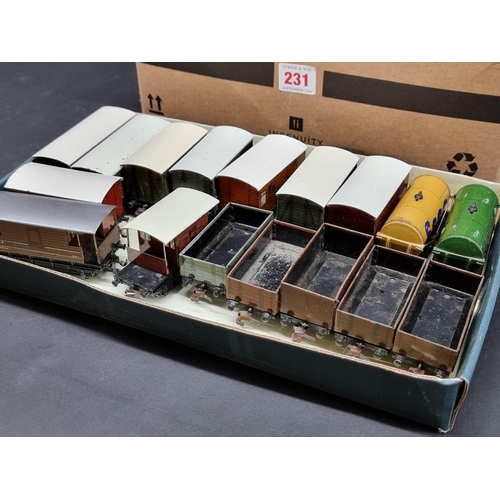 231 - Hornby: a vintage EDG17 Tank Goods Train set (long box); together with a collection of coaches,... 