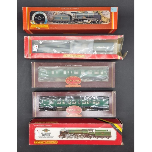 41 - Hornby: three boxed locomotives, comprising: Class 7P6F 'Britannia'; Schools Class V 'Dover', and a ... 