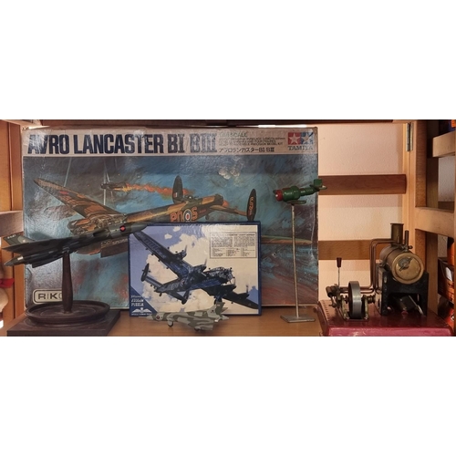 46 - Tamiya: an unmade 1/48 scale Avro Lancaster BI/BIII kit; together with a live steam engine,  Corgi V... 