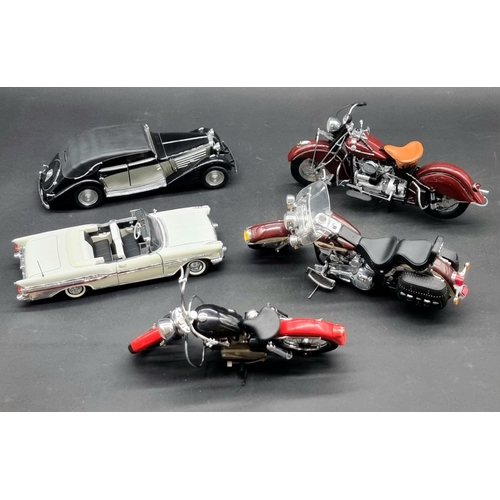 49 - Franklin Mint: a collection of five 1/24 scale models, to include a 1929 Maybach Zeppelin, and ... 