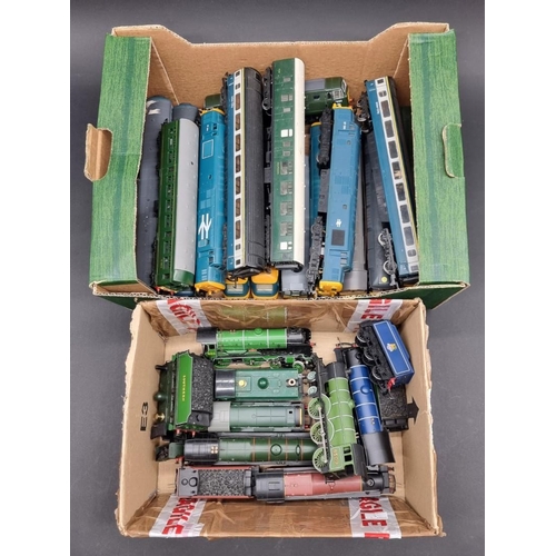 50 - Hornby: a collection of unboxed locomotives and tenders; together with a similar group of diese... 