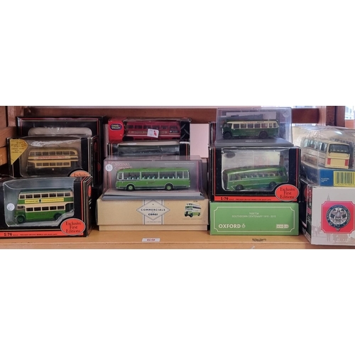 69 - Diecast: a group of boxed diecast bus and coach models, with examples by Original Omnibus, EFT,... 