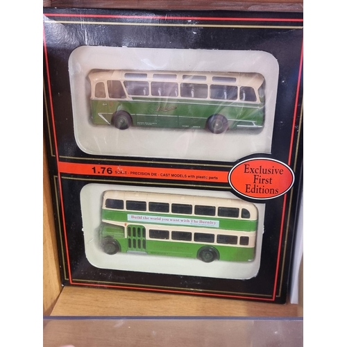 69 - Diecast: a group of boxed diecast bus and coach models, with examples by Original Omnibus, EFT,... 