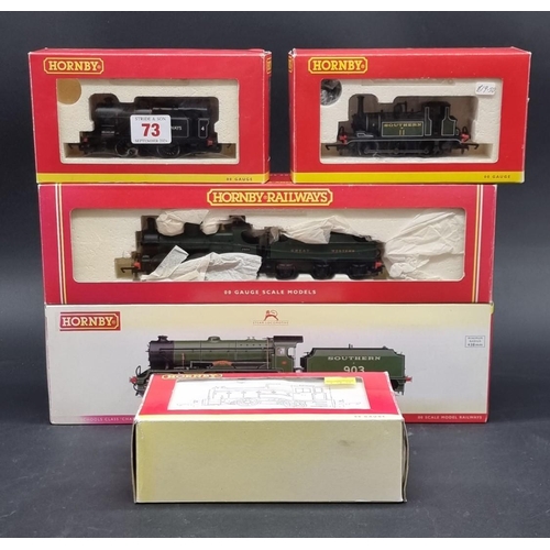 73 - Hornby: five boxed locomotives, to include Schools Class 'Charterhouse', R2742, and a goods loc... 