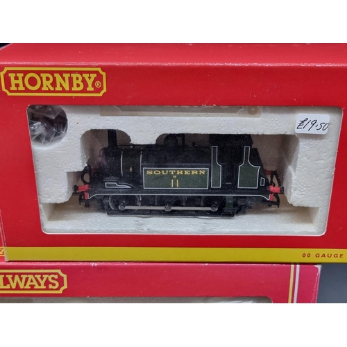 73 - Hornby: five boxed locomotives, to include Schools Class 'Charterhouse', R2742, and a goods loc... 