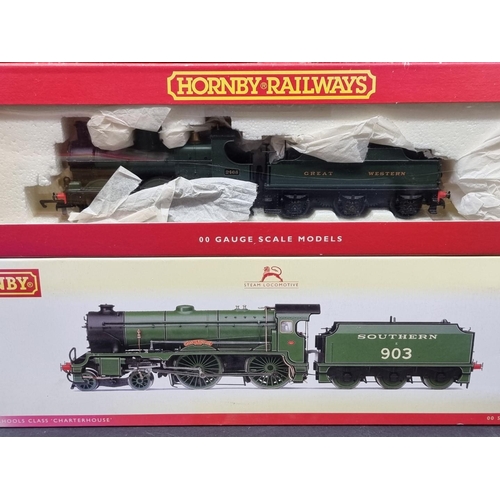 73 - Hornby: five boxed locomotives, to include Schools Class 'Charterhouse', R2742, and a goods loc... 