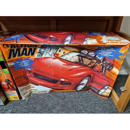 91 - Action Man: six boxed items, comprising: Street Racer; Super Bike; Survival Base Camp; Street C... 