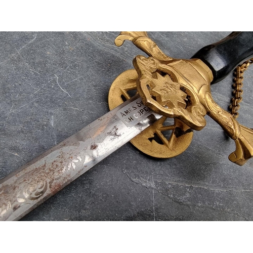 543A - A Knights Templar sword and scabbard, by Ames Sword Co., Chicopee, Massachusetts, the 71cm blade etc... 