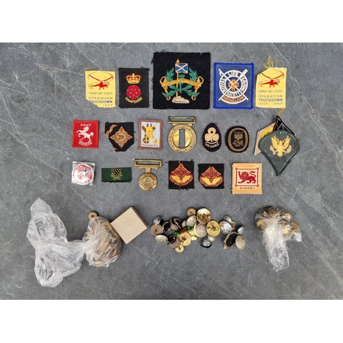 730A - A quantity of military and other badges, buttons and similar.