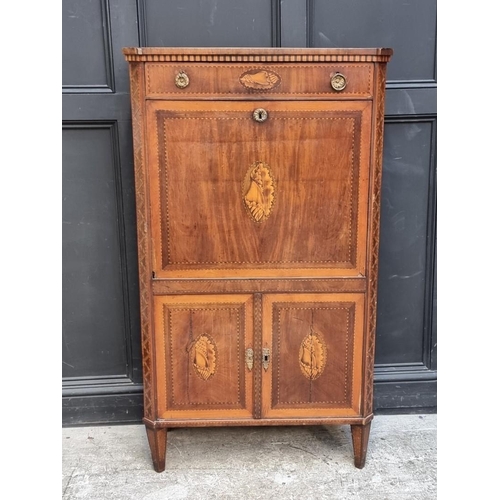 1005 - An early 19th century Dutch mahogany and inlaid secretaire a abattant, 82.5cm wide.... 