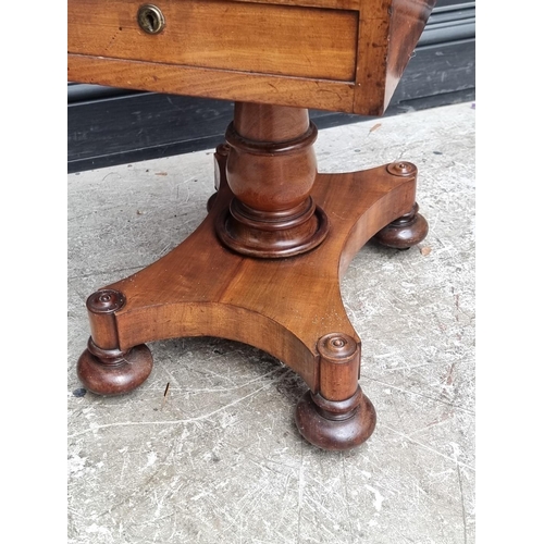 1020 - A very unusual 19th century mahogany pedestal bijouterie chest, with fold-over top above four drawer... 