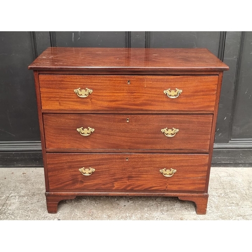 1034 - A 19th century mahogany chest of drawers, 95.5cm wide, (losses).