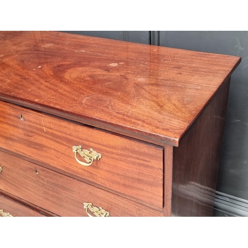 1034 - A 19th century mahogany chest of drawers, 95.5cm wide, (losses).