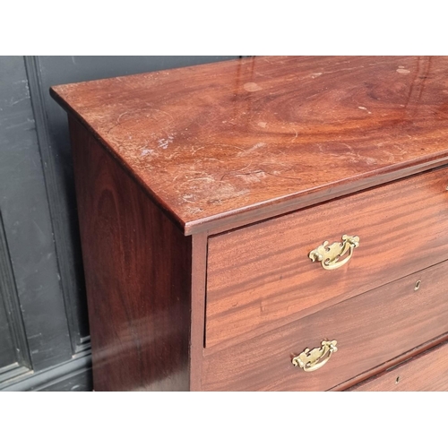 1034 - A 19th century mahogany chest of drawers, 95.5cm wide, (losses).